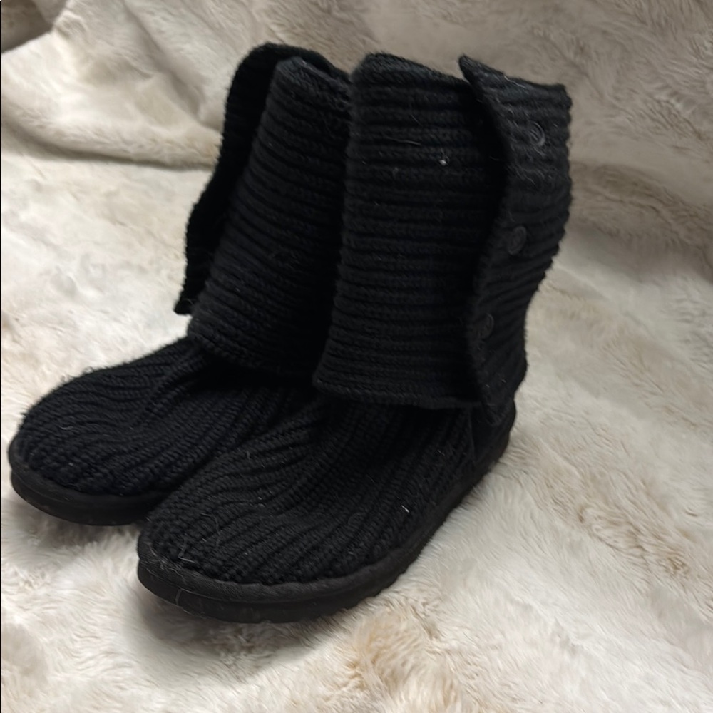 Ugg Black Cardigan Cozy Knit Boots W’s 9